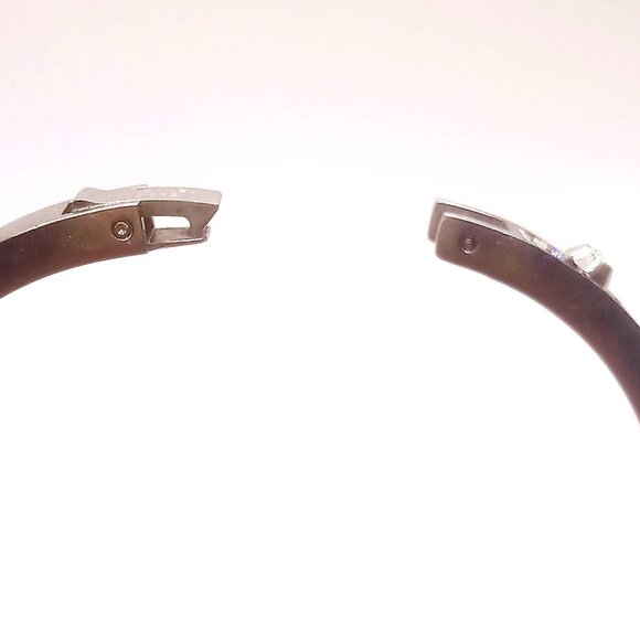 Michael Kors Bracelet Silver Tone Crystal Embellished Hinged Cuff Bangle 6 3/4" - Picture 9 of 12